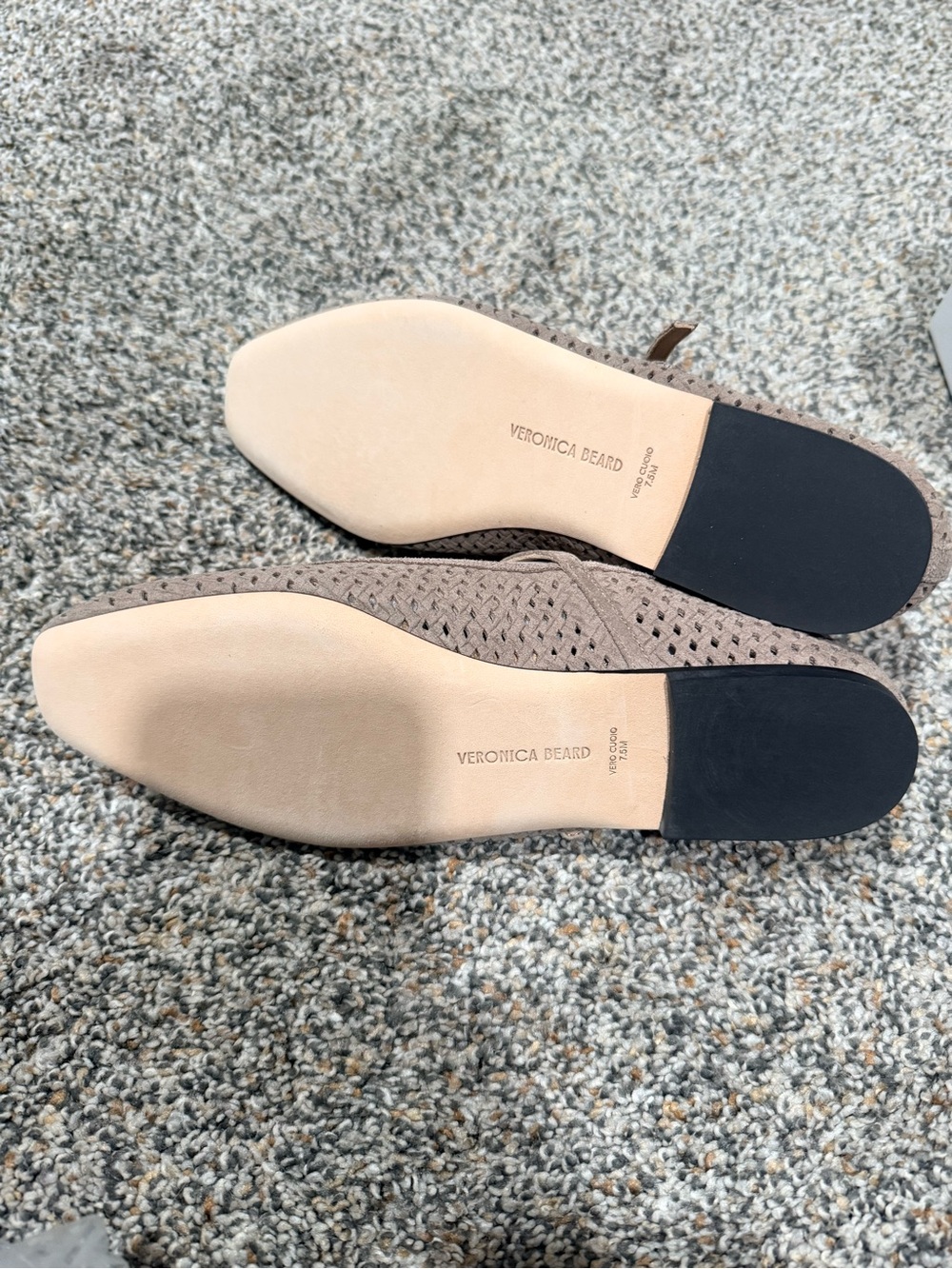 Veronica Beard Taupe Perforated Suede Mary Jane Flats - Picture 4 of 6
